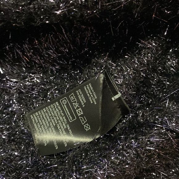 H&M Dark Blue Metallic Glitter Knit Balloon Sleeve Sweater Sz M - Picture 6 of 7